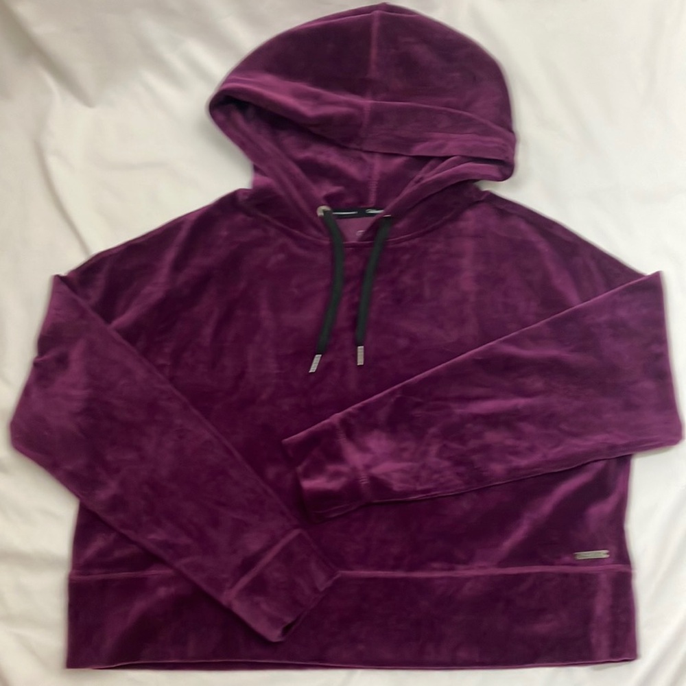Calvin Klein purple velour cropped hoodie woman’s size large